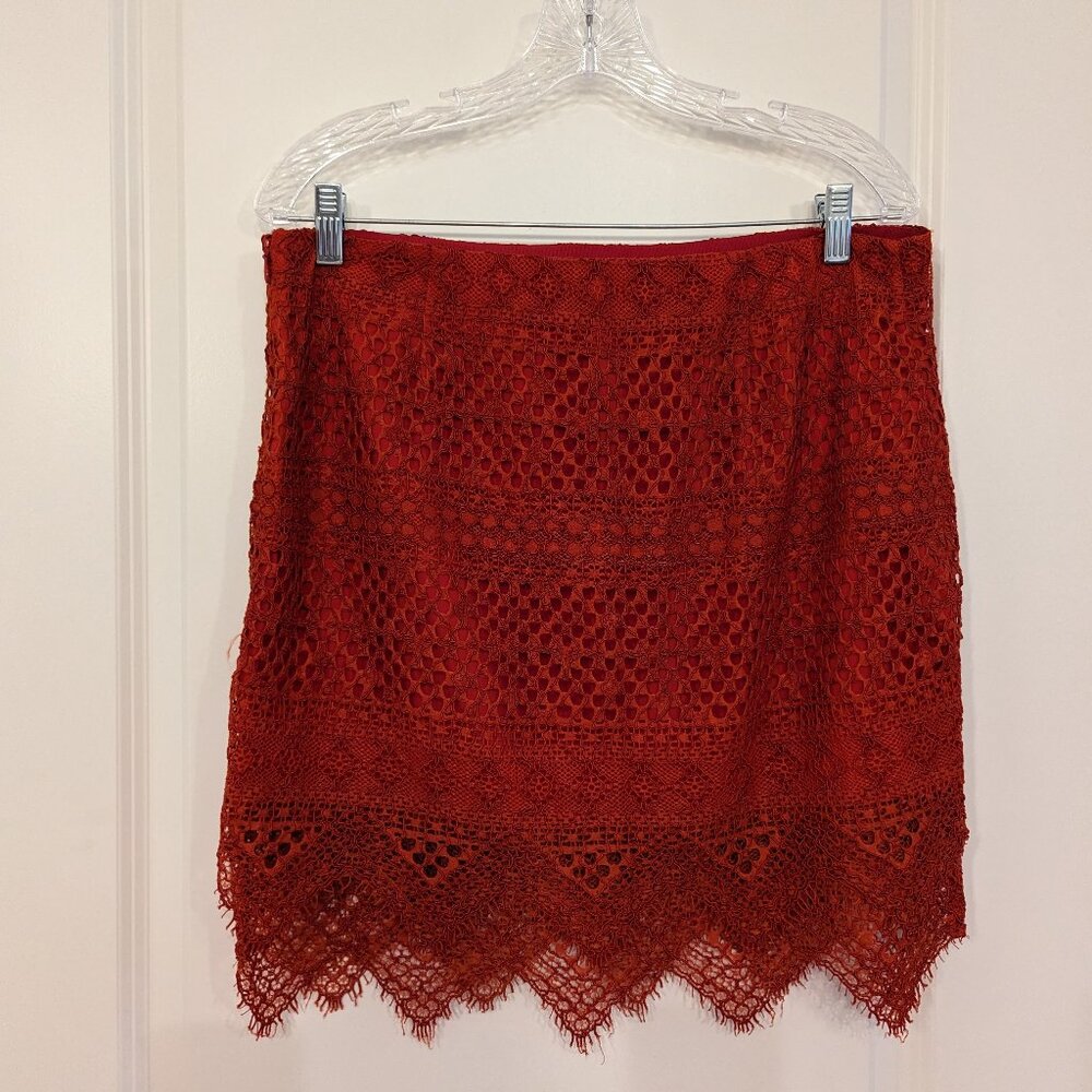 Banana Republic Orange Lace Mini Skirt SZ 10